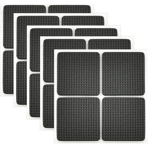 20Pcs tin Antiderant Caoutchouc Tampon Caoutchouc Adhesif tin Feutre Adhésif tin de Meubles Adhésif pour la Protection des Carreaux, Tables, Planchers de Bois 3.8 x 3.8cm (Noir) (1/4)