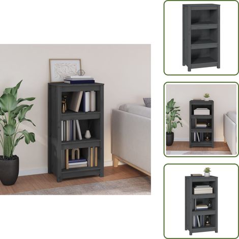 Bibliothèque Gris 50x35x97 cm Bois de pin massif - Bibliothèque - Étagère - Meuble De Rangement - Armoire À Livres - Bibliothèque En Bois (1/5)