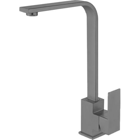 Robinet de cuisine carré en acier inoxydable, gris