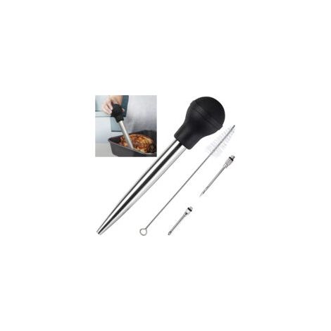 Injecteur à viande en silicone pour dinde, modèle sphérique, avec tube et brosse, noir (1/5)