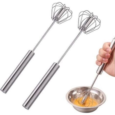 Batteur À Oeufs Semi Automatique, Batteur À Oeufs En Acier Inoxydable, Batteur À Oeufs De Cuisine, Pousseur À Main Batteur À Oeufs Rotatif Mélange Les Ingrédients En Douceur - Portable (1/5)