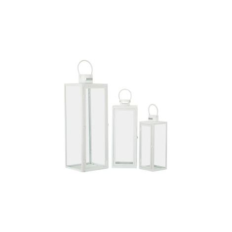 Ensemble de 3 lanternes blanches, dimensions : 22 x 22x66, 18 x 18x49,5, 14 x 14x39 (1/5)