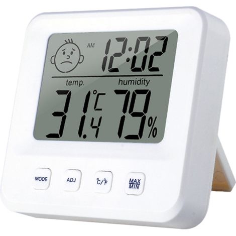 Digitales Thermometer-Hygrometer für den Innenbereich, präzises LCD-Display, Komfortanzeige, Wecker, °C/°F-Umrechnung (für Zuhause, Büro, Babyzimmer)