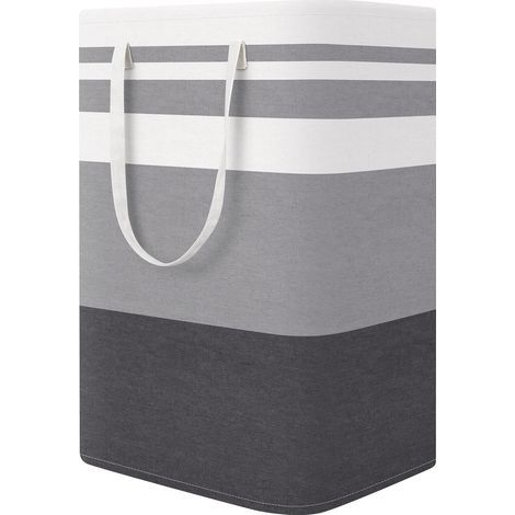 Rangement Right Right : Grand panier à linge pliable avec poignée de transport, panier à linge autoportant, 75 litres, gris dégradé. (1/5)