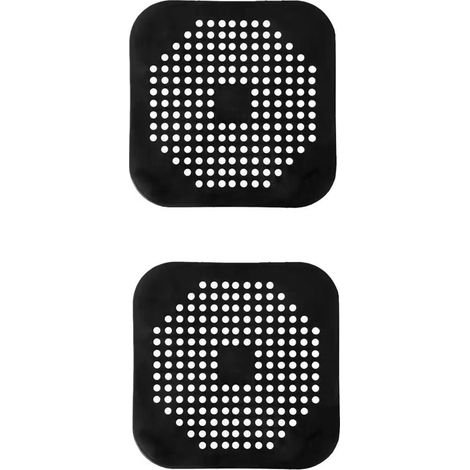 2 filtres de vidange en silicone, protection d'évier avec ventouse, filtre de vidange pour baignoire, convient pour cuisines et salles de bains, noir, 14 cm x 14 cm (1/5)