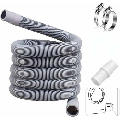 Tuyau d'évacuation universel de 3 m, rallonge pour lave-vaisselle, tuyau d'évacuation pour lave-linge, tuyau d'évacuation d'eau, rallonge pour tuyau d'évacuation (paire) (1/4)