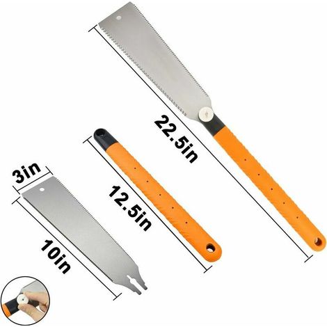 Ryoba Saw Japanische Doppelklingen-Handsäge – Kettensäge mit austauschbarem, flexiblem Sägeblatt für Holzarbeiten, Orange (1/5)