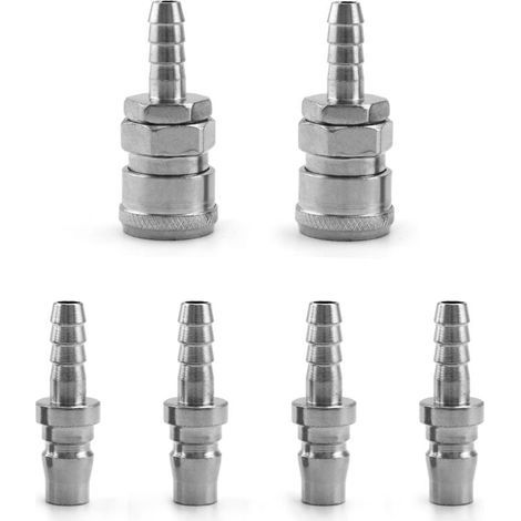 6 Pcs Embout Compresseur Air, 8mm Raccord Pneumatique Rapide Male Femelle (SH20+PH20) (1/5)