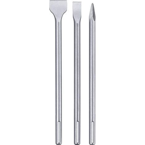 Juego de 3 cinceles para martillos perforadores con mandril SDS-max (3 piezas, para todos los martillos perforadores con mandril SDS-max, con 2 cinceles planos y 1 punzón central)