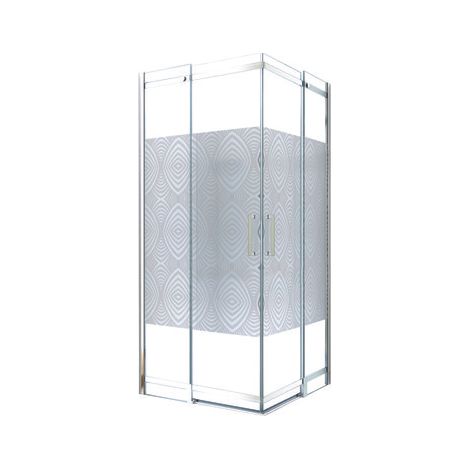 ONDEE - Mampara de baño UIMI, Mampara de baño fundida. ángulo 90x90x210cm - - Vidrio templado - acabado cromado (1/4)