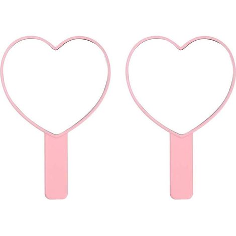 Miroir De Poche En Forme De Coeur - Miroir Cosmétique Avec Poignée - Pour Maquillage Et Voyage - 1 Pièce (1/5)