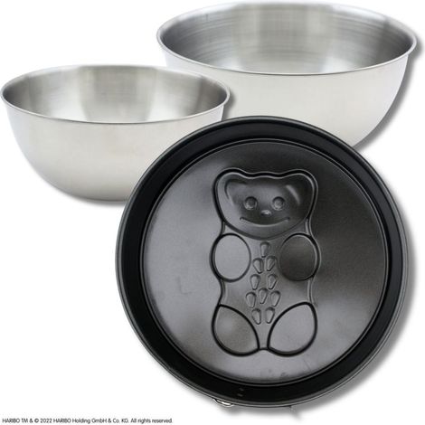 Set pâtisserie avec moule à manqué 26 cm à charnière motif ourson, 2 bols à mixer et spatule Zenker (1/5)