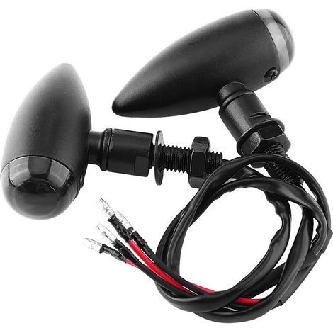 2pcs Moto Bullet Ambre Clignotants Indicateur clairage Lampe Noir (1/5)