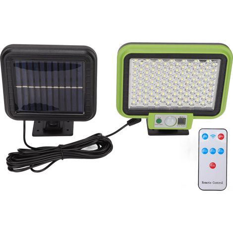 Lampe solaire de terrasse étanche IP65 avec détecteur de mouvement, 105 LED, rechargeable et télécommandée. (1/5)