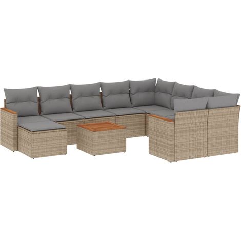 Maison Exclusive - Set de sofás de jardín 11pzas con cojines ratá (1/3)