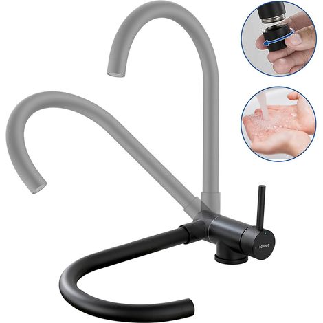 Lonheo Rubinetto Cucina Pieghevole Girevole a 360 in Acciaio Inossidabile Miscelatore Lavello per Sottofinestra con L'aeratore removibile per Acqua Fredda e Calda