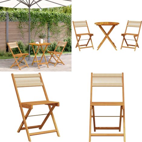 Juego de bistro de 3 piezas polipropileno y madera maciza beige - Patio - Balcón