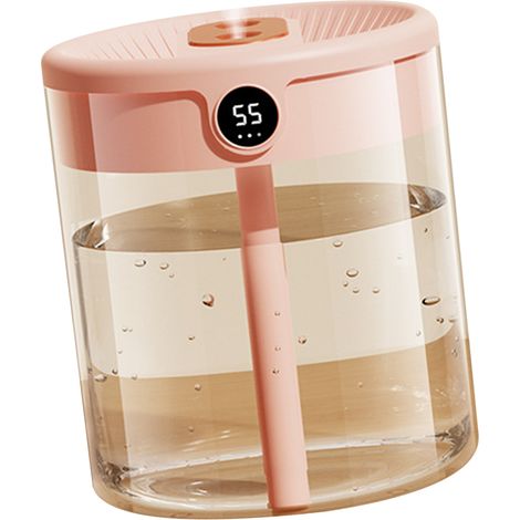 Humidificateur 2L à double buse USB avec écran LCD et diffuseur d'huiles essentielles grande capacité, rose, idéal pour la maison et la chambre. (1/4)