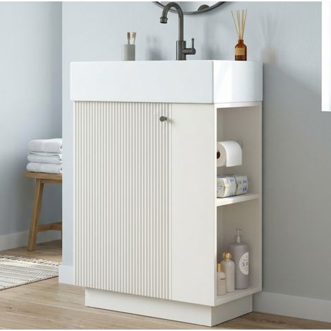 Badmöbel mit Keramikwaschbecken 55 cm, weiß, Soft-Close HAVRYA (1/5)