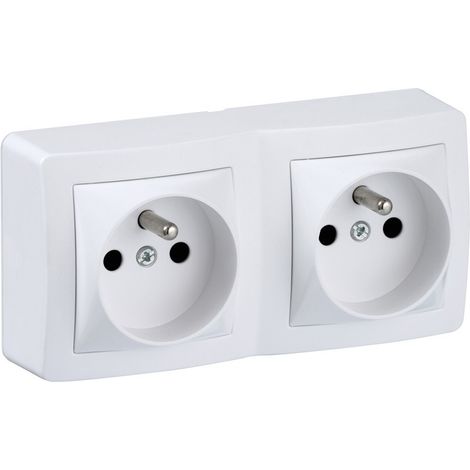 Schneider Electric – Prise de courant 2P+T 16 A en saillie – Connexion automatique – Mécanisme compact résistant à l'arrachement – Blanc satiné