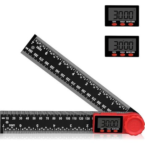 Règle rapporteur d\'angle numérique 300 mm – Affichage LCD – Précision ± 0,5° – Fonction de verrouillage – Pour menuiserie et construction (1/5)