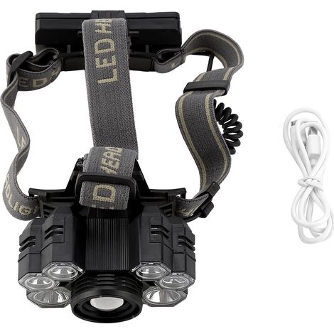 Lampe frontale rechargeable par USB à 7 LED haute luminosité pour le camping et la pêche en plein air (1/5)