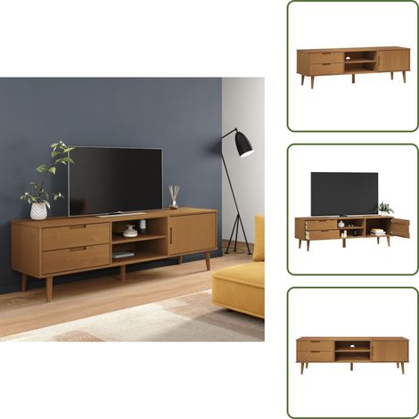 TV in pino - vidaXL Mobile TV MOLDE Marrone 158x40x49 cm in Legno Massello di Pino -