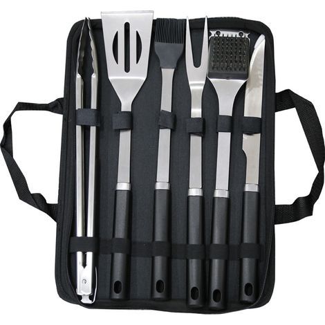 6Pcs Ensemble Ustensiles Barbecue en Acier Inoxydable Professionnel - Kit d'Accessoires Grill Barbecue Pratiques avec Sac Portable - Set Barbecue Outils pour Camping d’Extérieur et Pique-Nique (1/5)