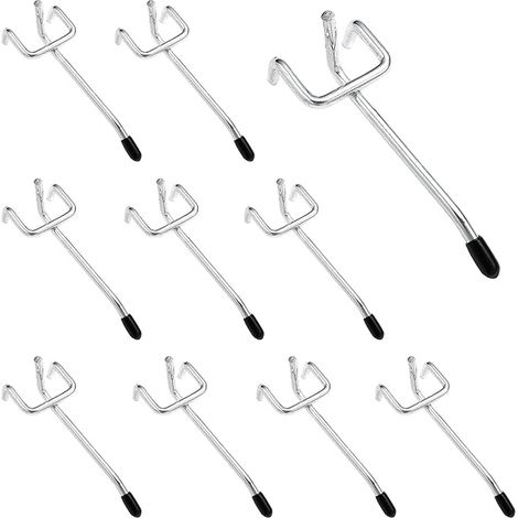 Metal Pegboard Hooks - Silver - For Organizing Workbench Tools and Store Shelving (1/5)