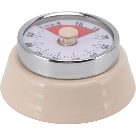 Visueller Timer, mechanischer Magnet, batterielos, 60-Minuten-Countdown-Timer für Kinder, Erwachsene, ruhige Klassenzimmerküche (Beige)