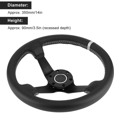Volant Sparco en cuir de 14 pouces avec surpiqûres intérieures grises et cadre noir (modification automobile) (1/5)