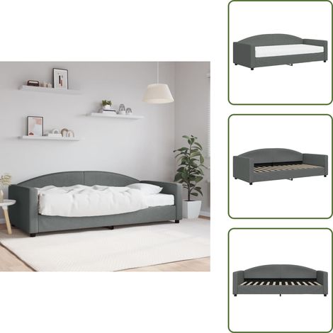 Lit de jour avec matelas gris foncé 90x200 cm tissu - Canapé Lit - Lit Deux Places - Lit Convertible - Meuble Multifonction - Literie (1/5)