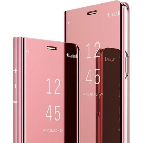Coque Huawei P30 Pro, Miroir Smart Clear View Mince Cuir avec Support Anti-Rayures pour Huawei P30 Pro, Or rose (1/4)