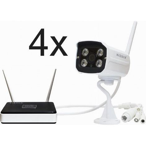 Trade Shop - KIT VIDEOÜBERWACHUNGSKAMERA WIFI WIRELESS HD IP NVR BIS ZU 100M MAXTECH KIT-W001 - (1/2)