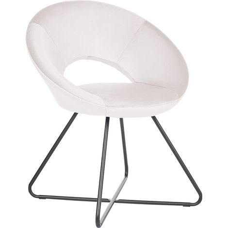 Sillón de terciopelo metal acolchado sin reposabrazos retro blanco crema Rachel