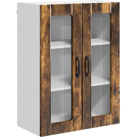 Wall Glass Cabinet LUCCA Smoked Oak 60 x 31 x 80 cm vidaXL