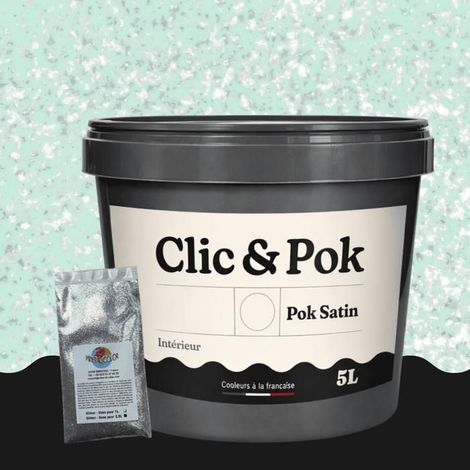 Peinture Effet Pailleté pour Murs & Plafonds - POK PAILLETTE - 5L - Vert Louise (1/4)