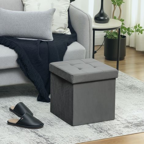 Spacious Ottoman Storage Box with 37.6L Capacity, Foldable Design, Velvet Fabric, Modern Style, Easy Assembly for Small Spaces