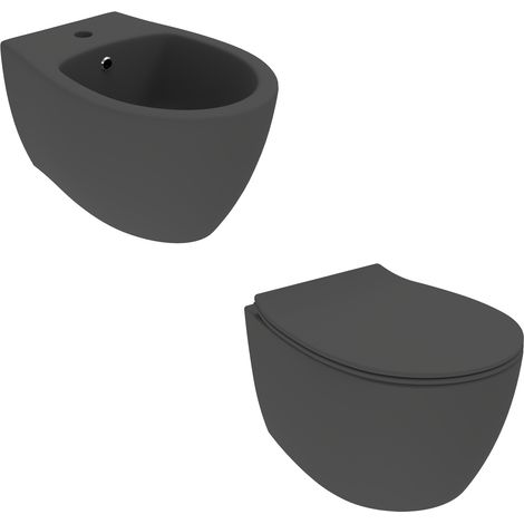 Coppia vaso e bidet sospesi nero opaco dimesione 51 cm Ponsi Kite KITKITE3NO (1/5)