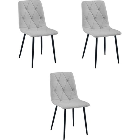 Set di 3 sedie imbottite Libra in tessuto grigio chiaro (1/5)