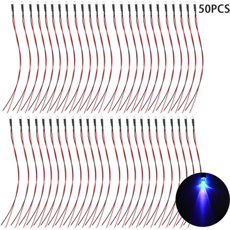 Diode électroluminescente LED 12V avec Kit de fil, tête ronde de 3mm, lumières de surbrillance, perles violettes