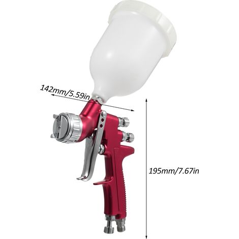 [JAMAIS UTILISÉ]Pistolet à peinture à gravité haute pression et basse volumétrie avec buses de 1,4 mm et godet de 600 ml pour la peinture de maisons, voitures, meubles, vernis et finitions.