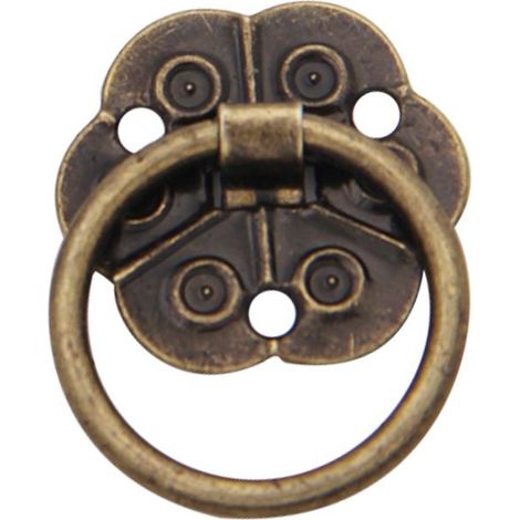 Lot de 20 poignées de porte en forme d'anneau - Style vintage antique - Pour meubles de maison, placard, tiroir, portes (2 x 2 cm) (1/4)