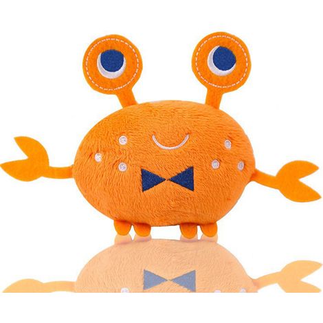 Jouet couineur en peluche en forme de crabe pour chiot, résistant aux morsures, jouet de dentition interactif pour chiot, orange. (1/4)