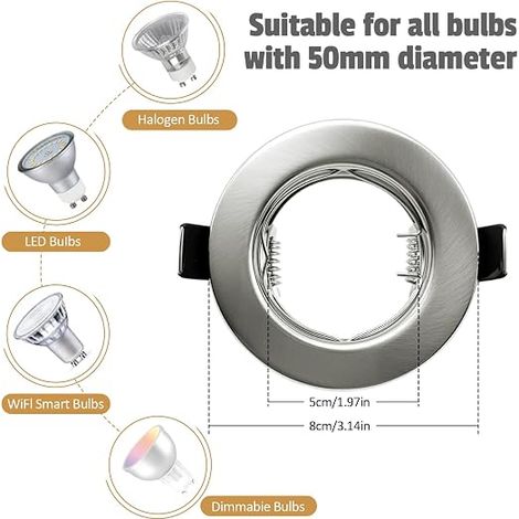 Support Spot Encastrable GU10 Métal Brossé Sans Ampoule (1/3)