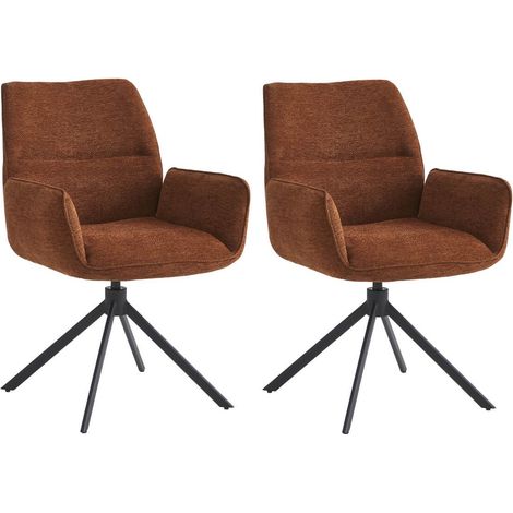 CARLOTTA - Lot de 2 Fauteuils de table Pivotants Tissu Coloris Terracotta (1/5)