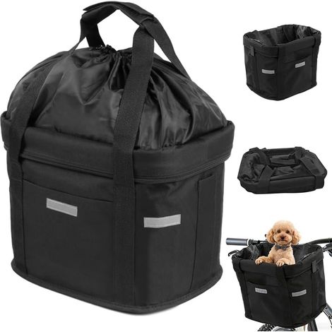 Panier de vélo Pliable Avant, Panier de Guidon étanche avec Fermeture éclair, Cadre en Aluminium, complètement fermé, Panier Avant de vélo pour Petit Chien, Courses, Voyages (1/5)
