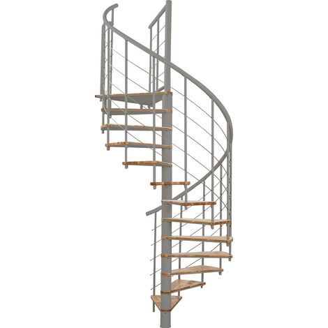 Minka Spindeltreppe Fusion 37 - 295cm Geschosshöhe Buche Grau 160cm Durchmesser