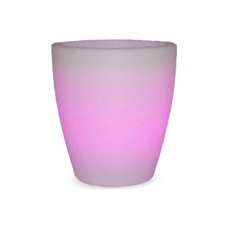 Moovere – Jardinière ronde VIOLETA 40 cm – Éclairage LED RGB – Charge solaire et batterie rechargeable – Résistante aux UV – Volume 14,5 litres (1/10)