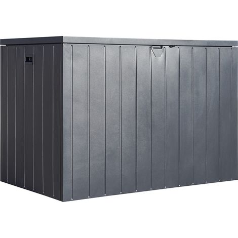 Coffre de jardin en acier galvanisé – Rangement 870L – Ouverture sécurisée avec vérins à gaz – Dimensions 79x138x93 cm – Anthracite – Shelterlogic (1/5)